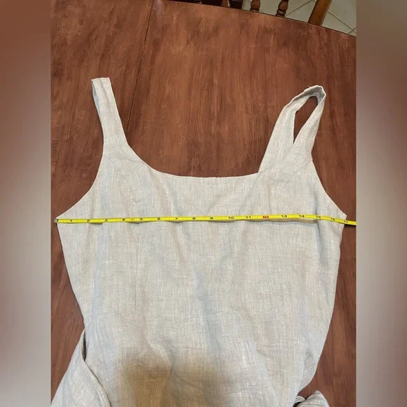 Aritzia Wilfred New Saturn Natural Linen Wrap Midi Dress Size 10 - Picture 12 of 16